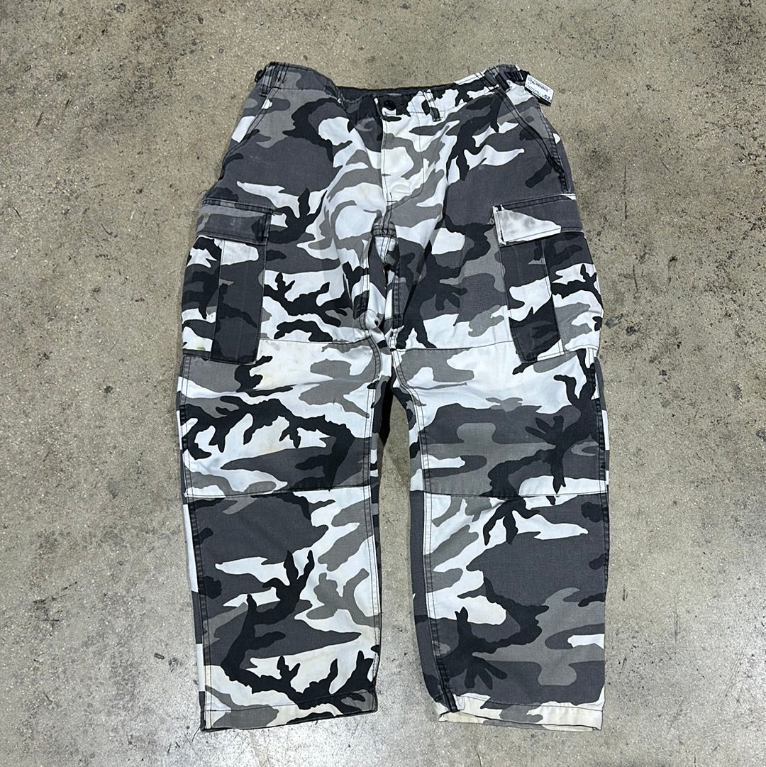 Urban Camo Cargo Pants - White Camo Size 30x32