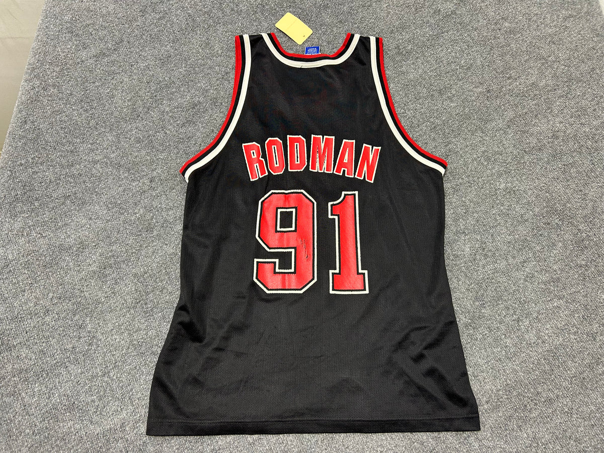 Chicago Bulls Dennis Rodman #91 Basketball Jersey - Black Size Large/44
