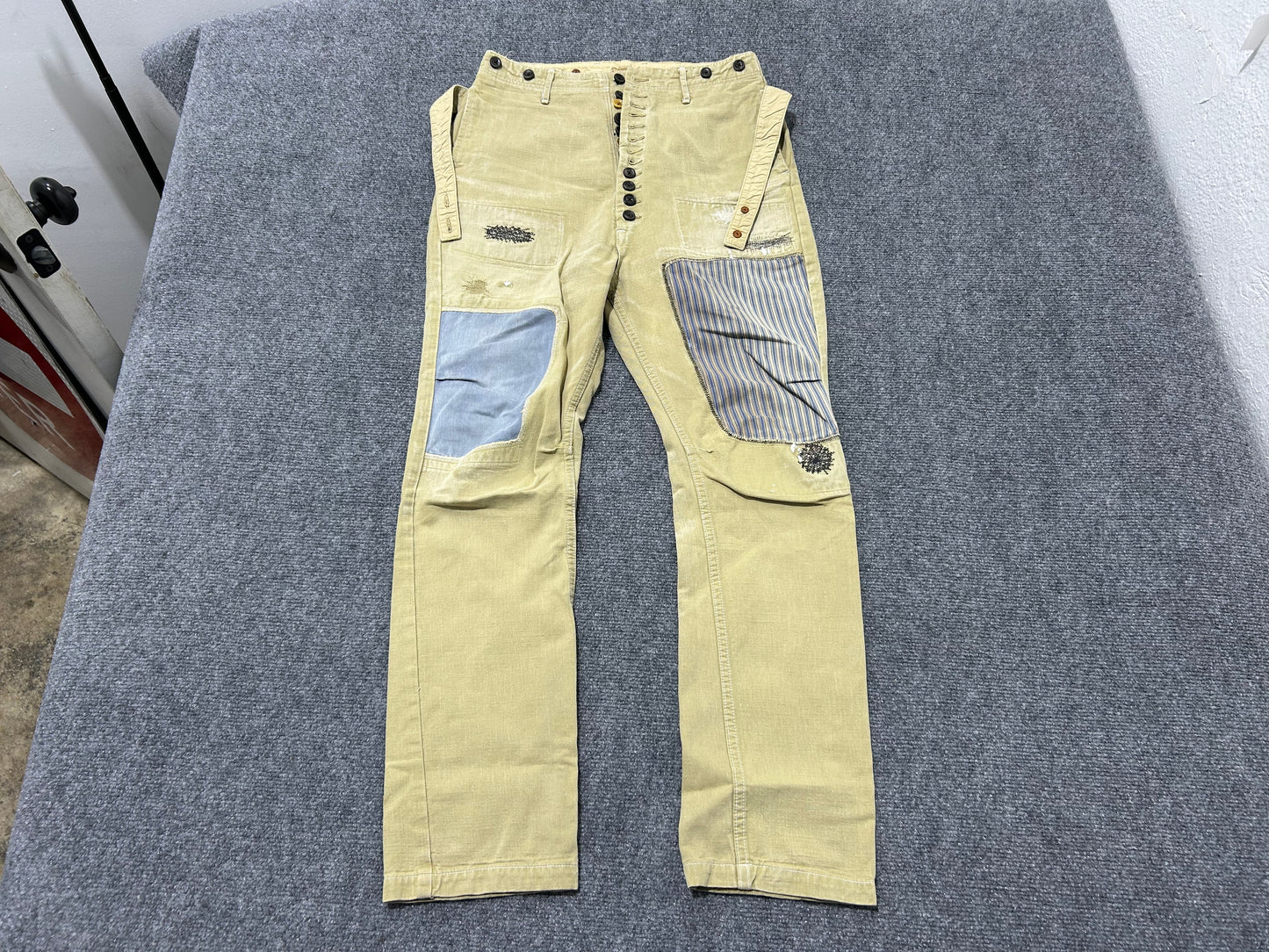 Kapital Patchwork Farmer Pants - Khaki Size 31(con)