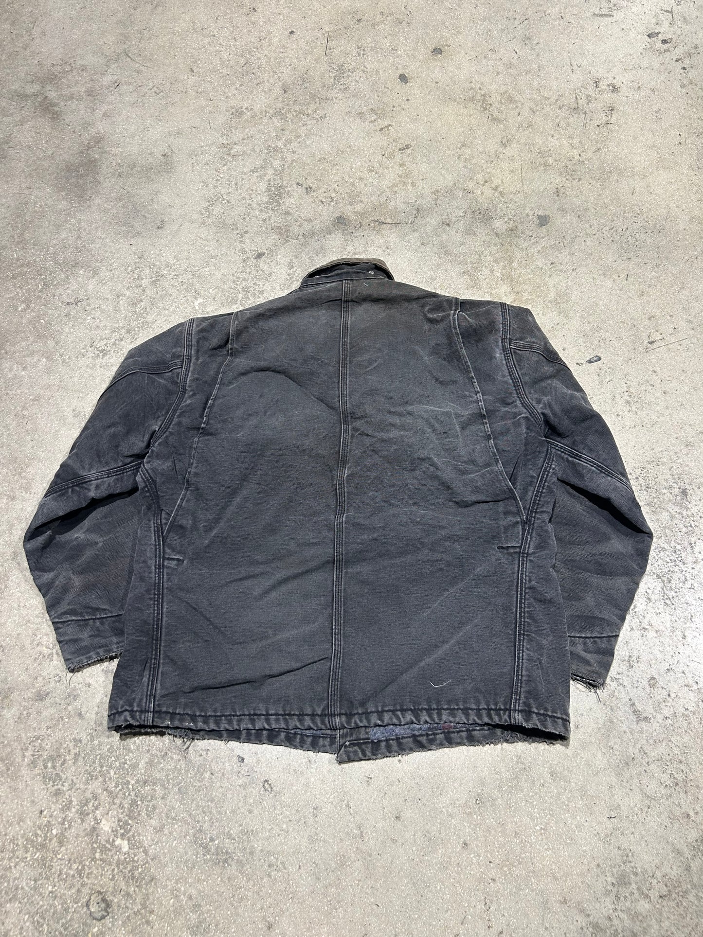 Distressed Carhartt Sierra Jacket - Faded Black Size Large
