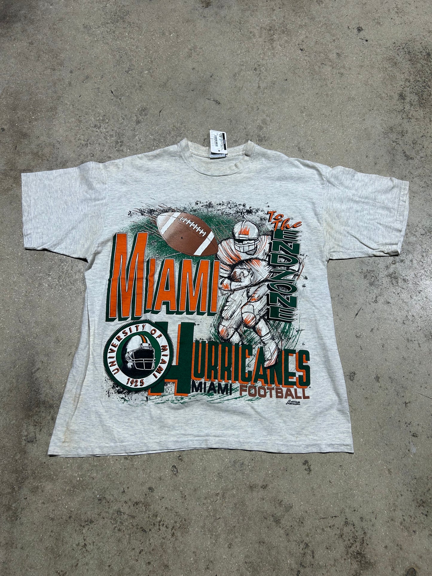 Miami Hurricanes To The Endzone Tee - Gray Size XXL