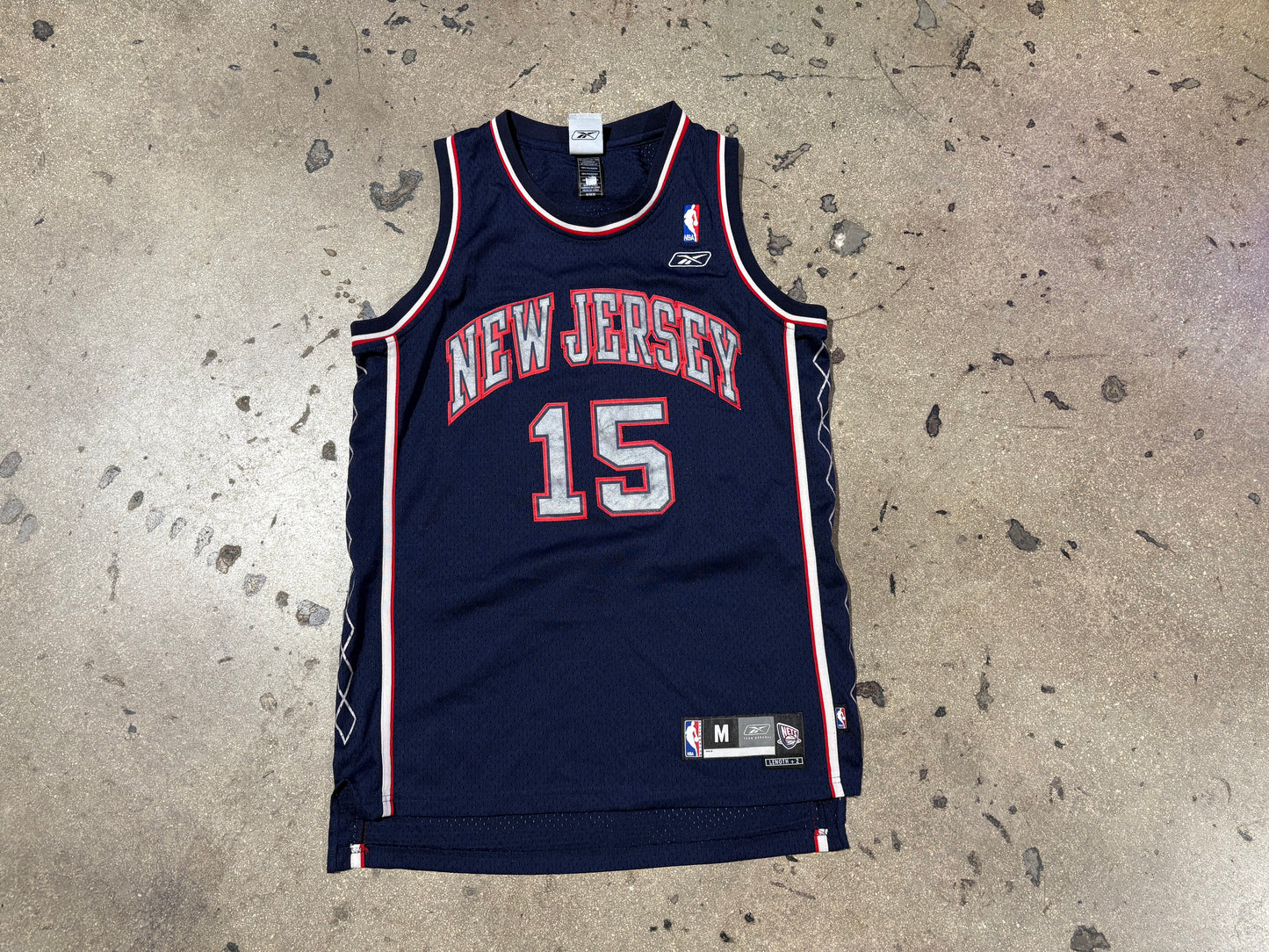 Reebok New Jersey Nets #15 Carter  Basketball Jersey - Navy Size Medium