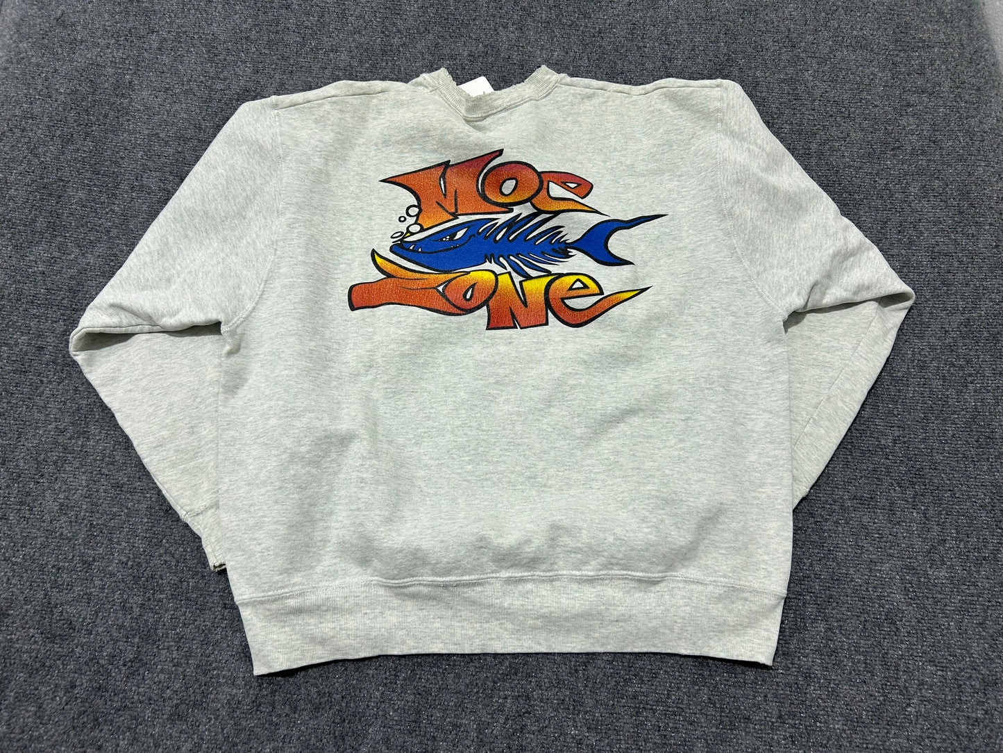 Fish On Moe Zone Crewneck - Gray Size Large