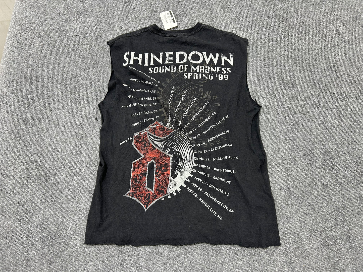 Cutoff Sleeveless 2009 Shine Down Sound of Madness Tee - Black Size Medium