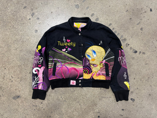 JH Design Tweety Racing Jacket - Black/ Pink Size Youth Large