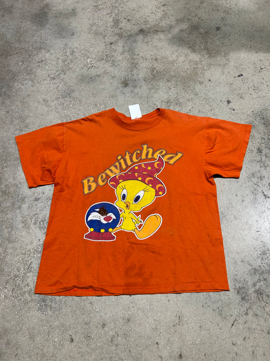 Tweety Bewitched Tee - Orange Size XL