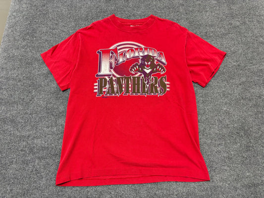1993 Florida Panthers 3D Spell Out Tee - Red Size Large