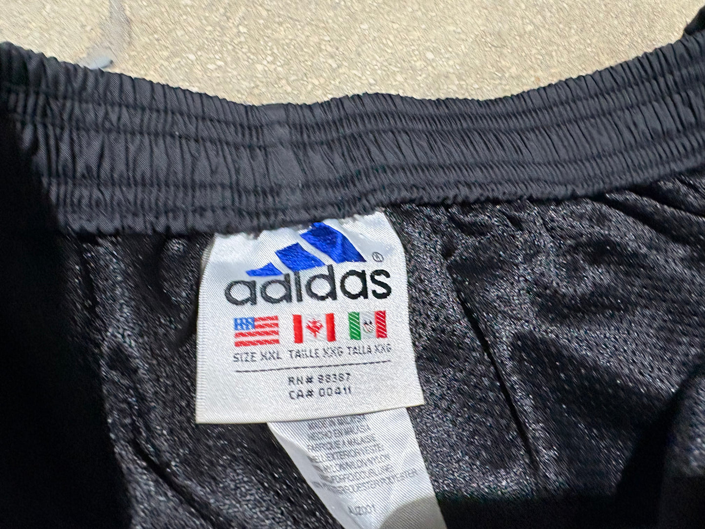 Adidas Baggy Nylon Zip Down Track Pants - Black / Teal Size XXL