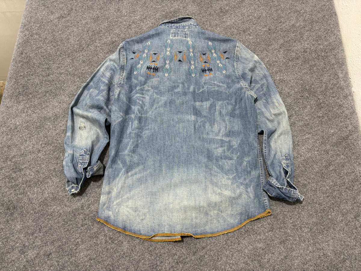 Ralph Lauren Denim Supply Western Denim Shirt - Blue Size Medium (CON)