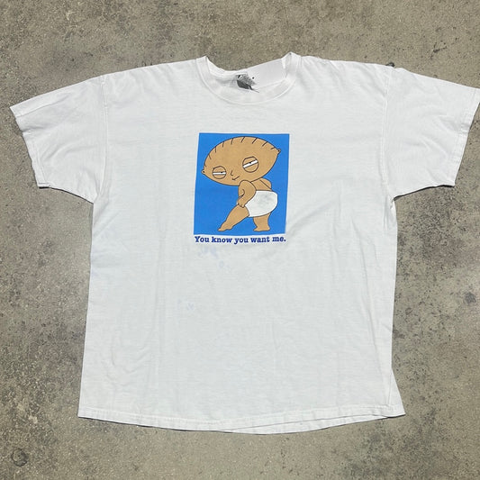 2005 Family Guy Stewie You Know You Want Me Tee - White Size XXL