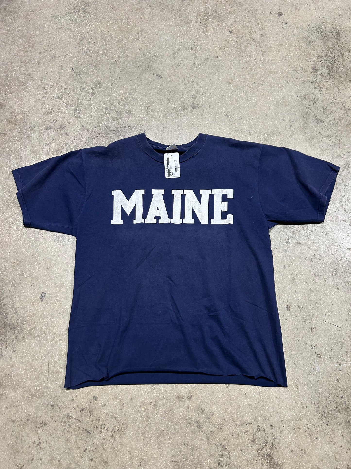 Cropped Maine Tee - Navy Size XL