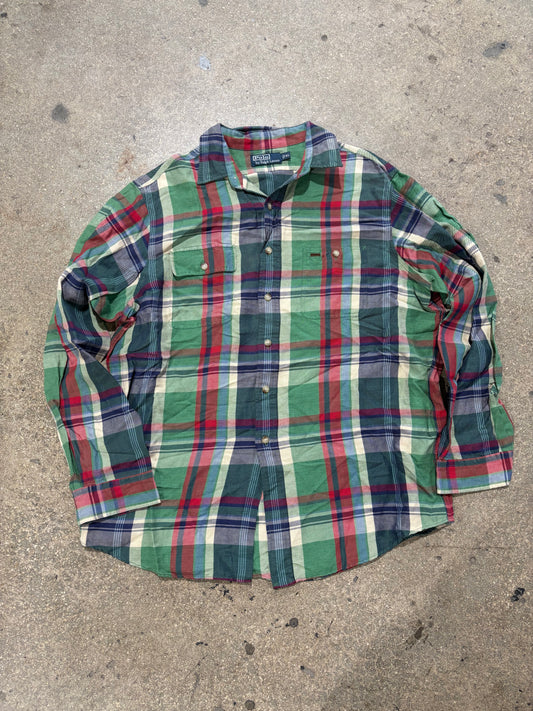 Polo Ralph Lauren Flannel Shirt - Green/Red Size XL