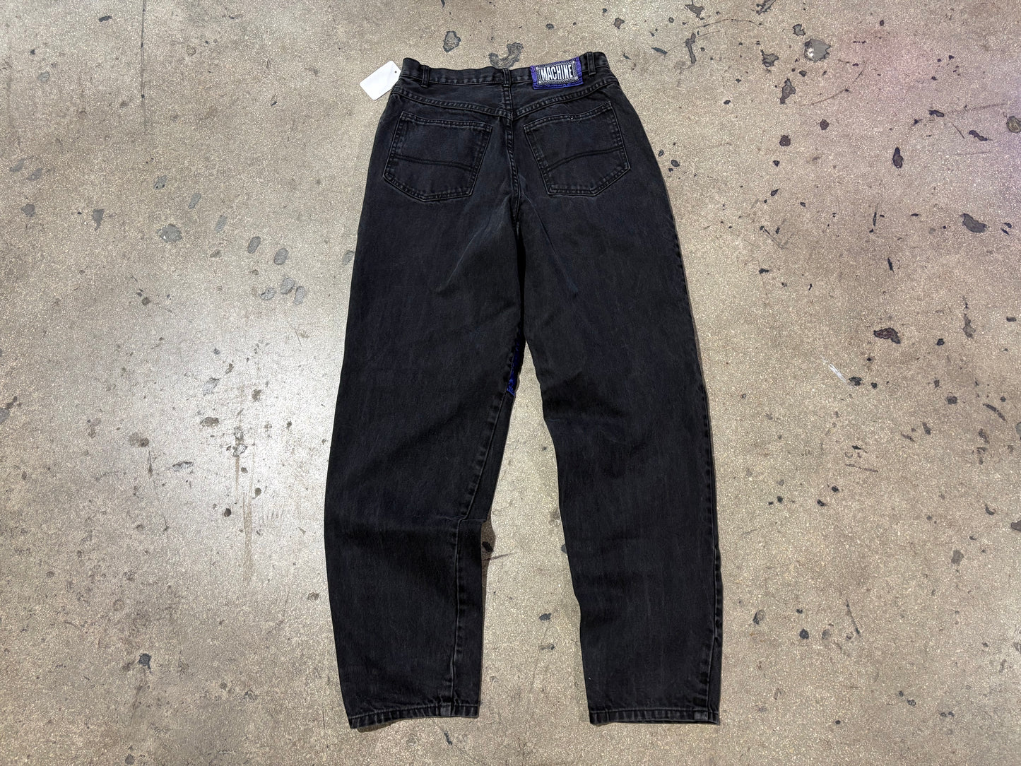 Machine Velvet Paneled Denim Jeans - Black/ Yellow Size 32