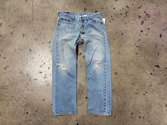 Levis 501xx Distressed Jeans - Light Wash Size 36 x 33