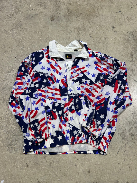 Liz Sport Flag Jacket - White/Red/Blue Size Medium