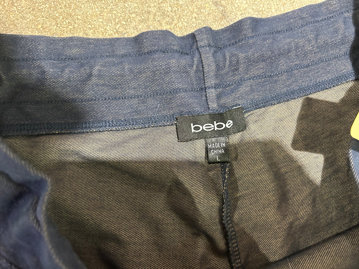 BEBE Rhinestone Spell out Sweatpants - Navy Size Large