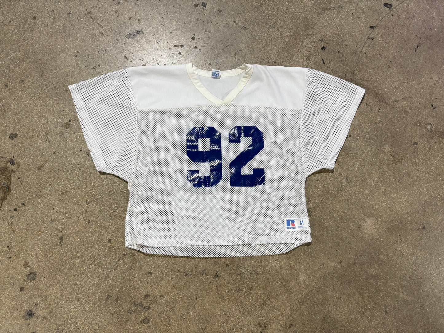 Russell Cropped Mesh Football Jersey - White Size Medium