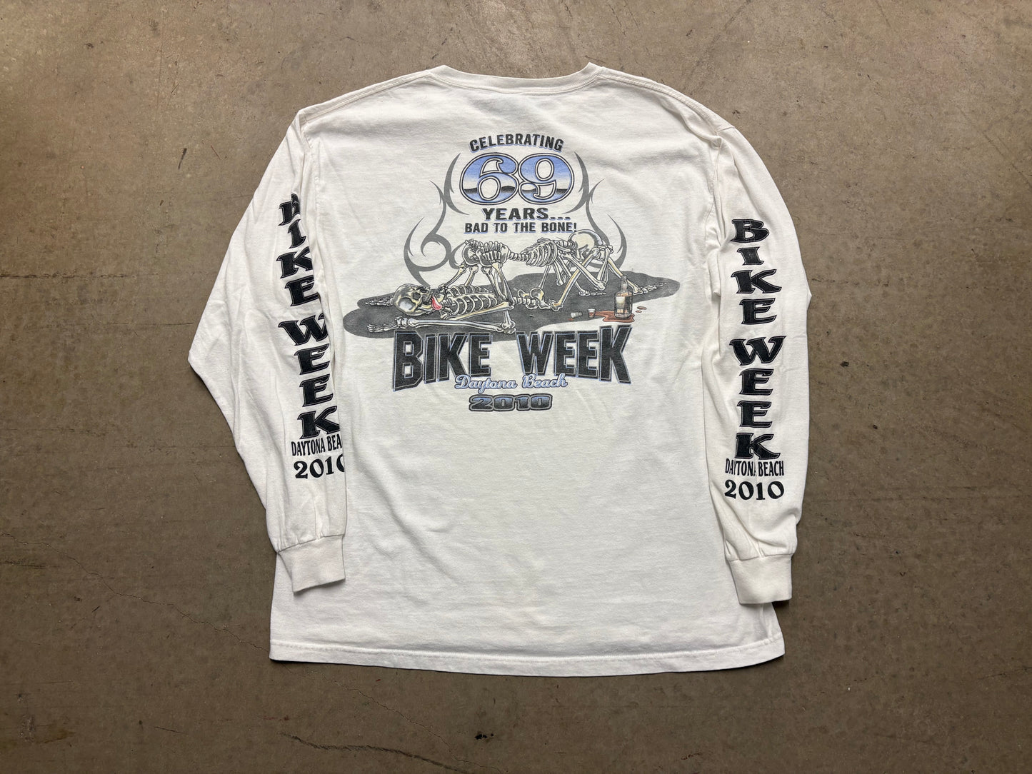 2010 Daytona Bike Week 69 Long Sleeve Tee - White Size Large