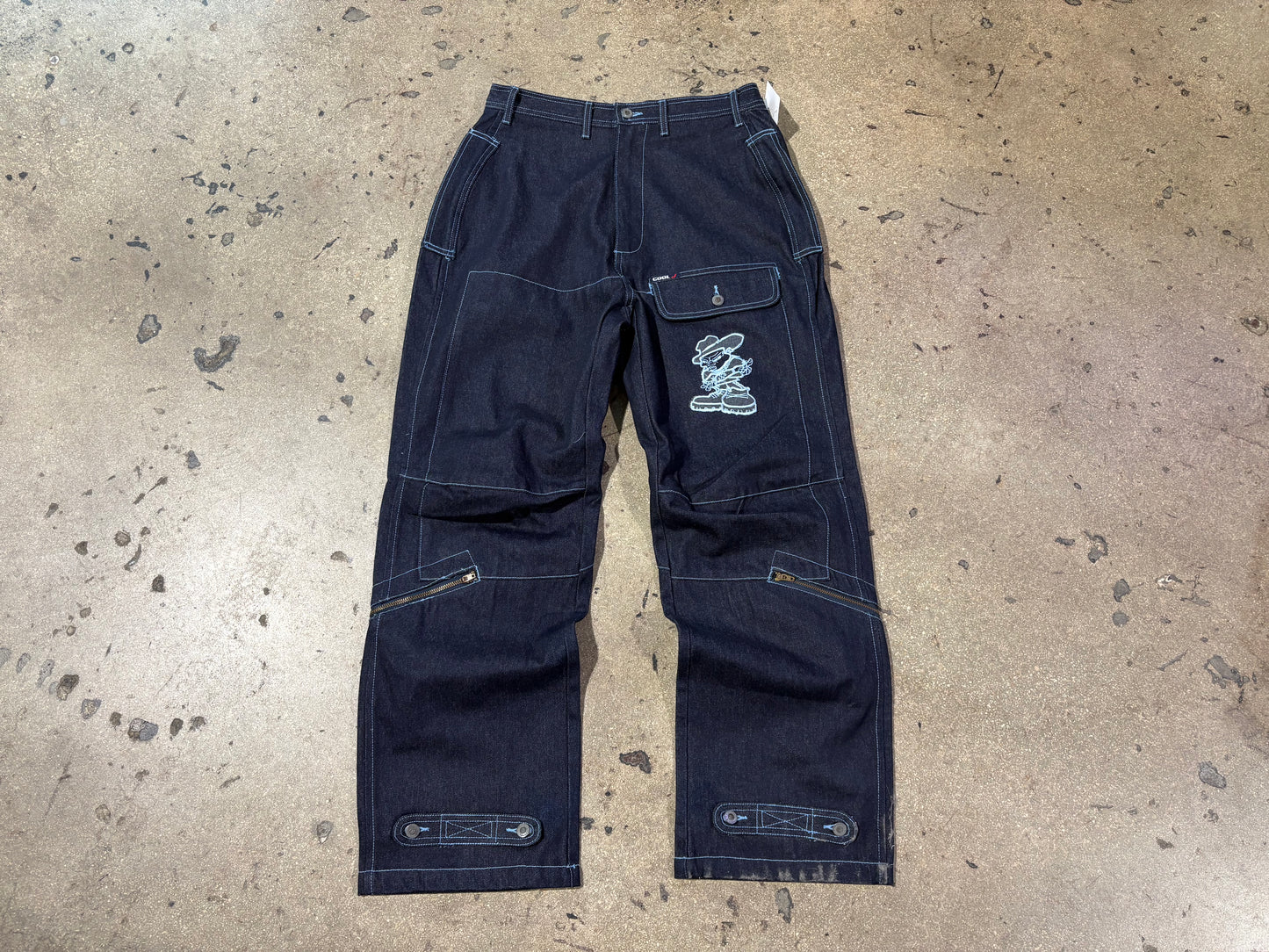 Y2K Cool J Cartoon Cargo Jeans - Navy Size 34 x 32