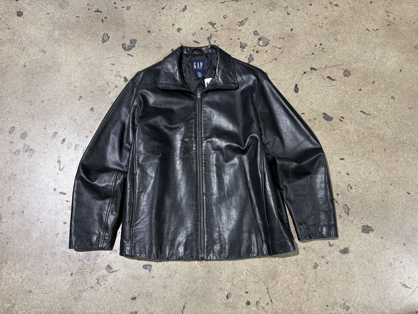 90s Gap Leather Jacket - Black Size XL