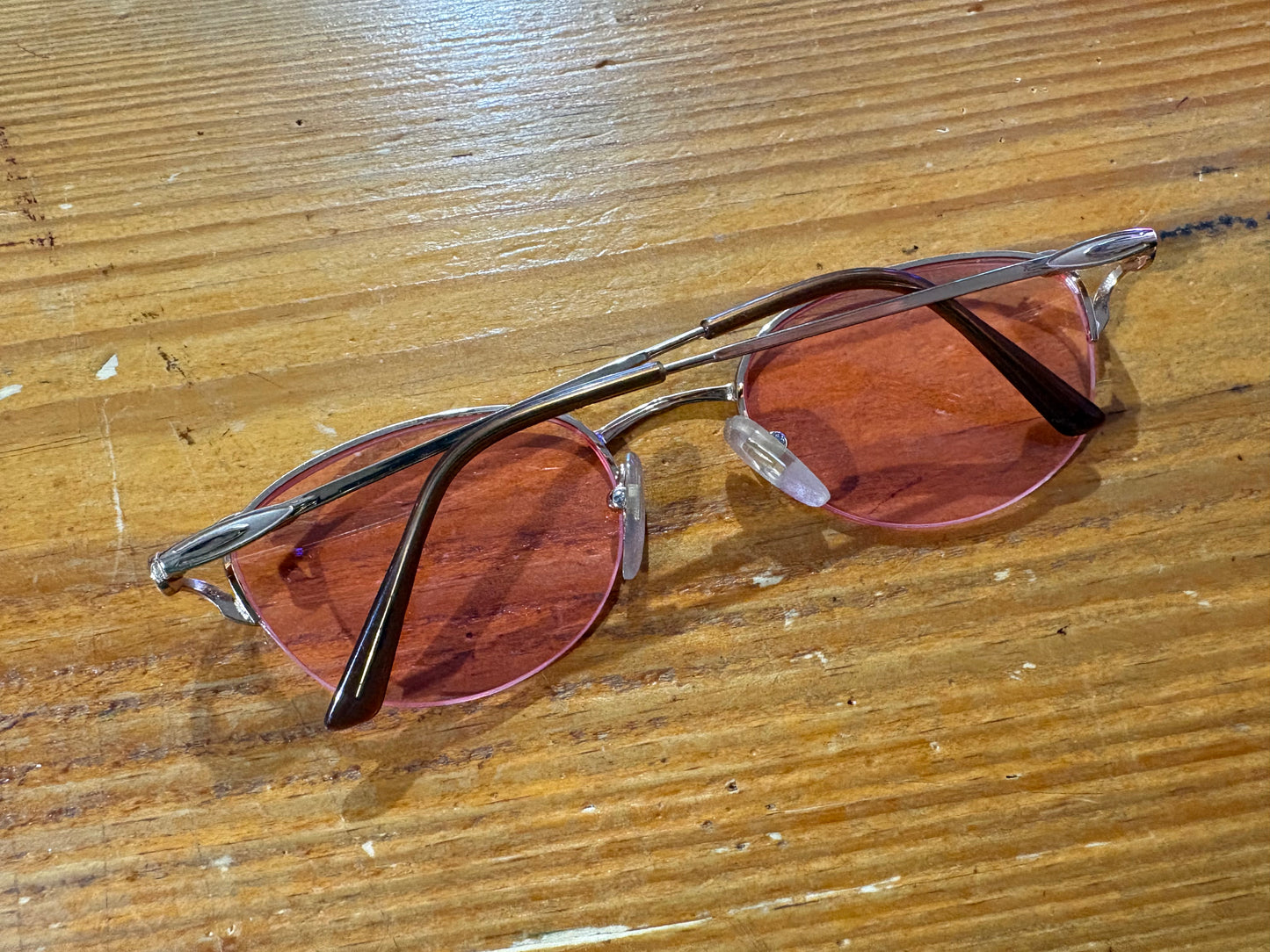 Jean Patou Gold Rounded Frame Glasses - Pink Lens
