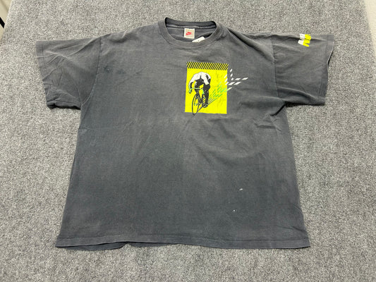 90s Nike Cycling Tee - Faded Black Size XL