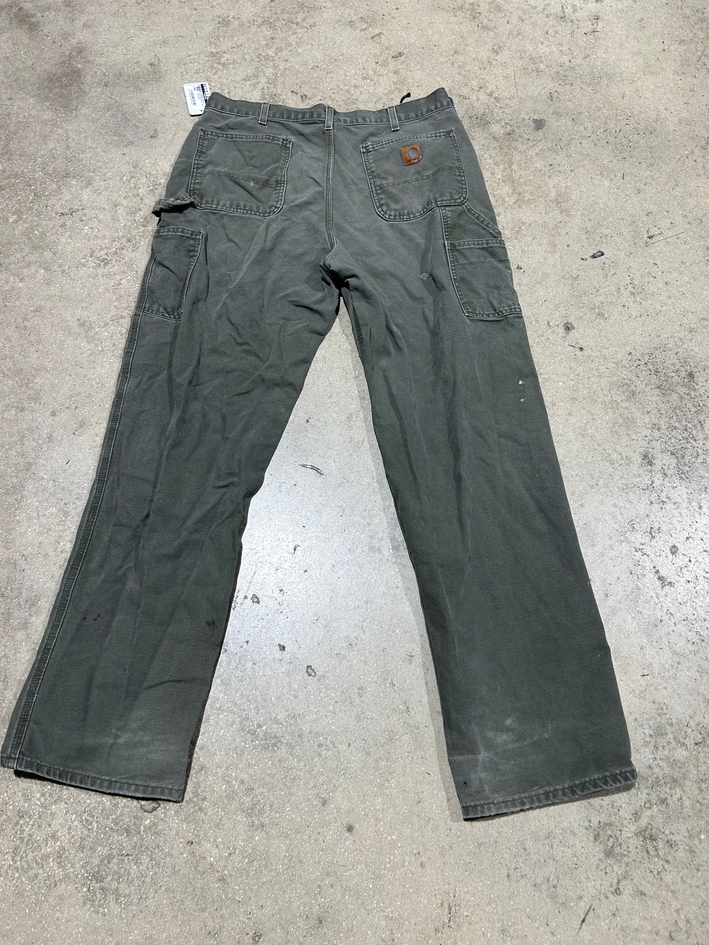 Distressed Carhartt Carpenter Pants - Olive Size 36x34