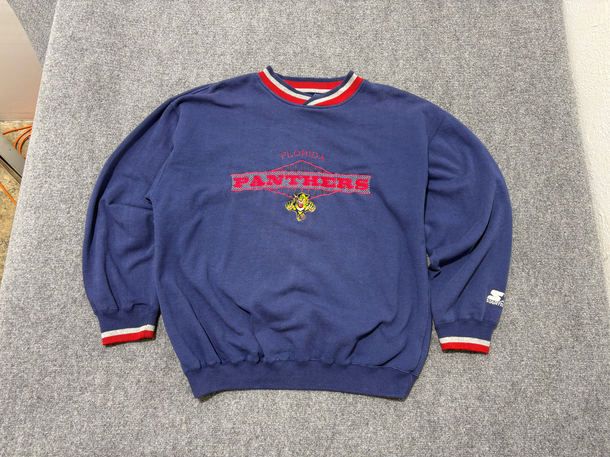 Starter Florida Panthers Crewneck Sweatshirt - Navy Size Large