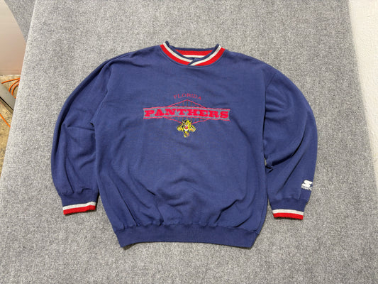 Starter Florida Panthers Crewneck Sweatshirt - Navy Size Large