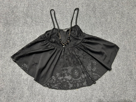 Miss Lulu Lace Halter Top - Black Size Small