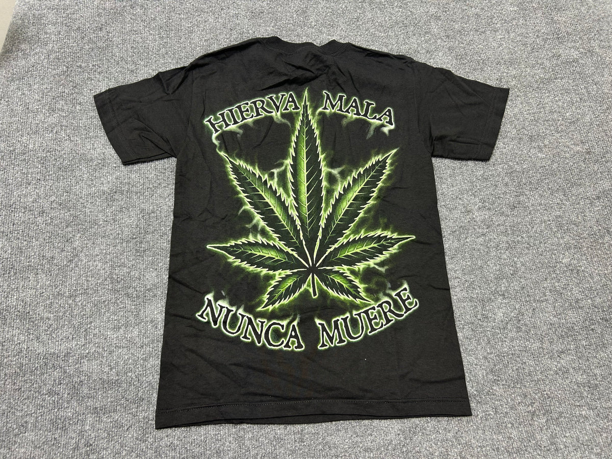Marijuana Hierva Mala Nunca Muere Tee - Black size Small
