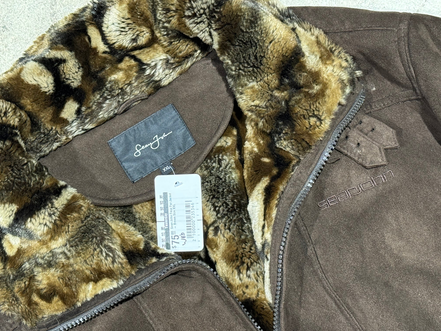 Sean John Faux Fur Jacket - Brown Size XXL