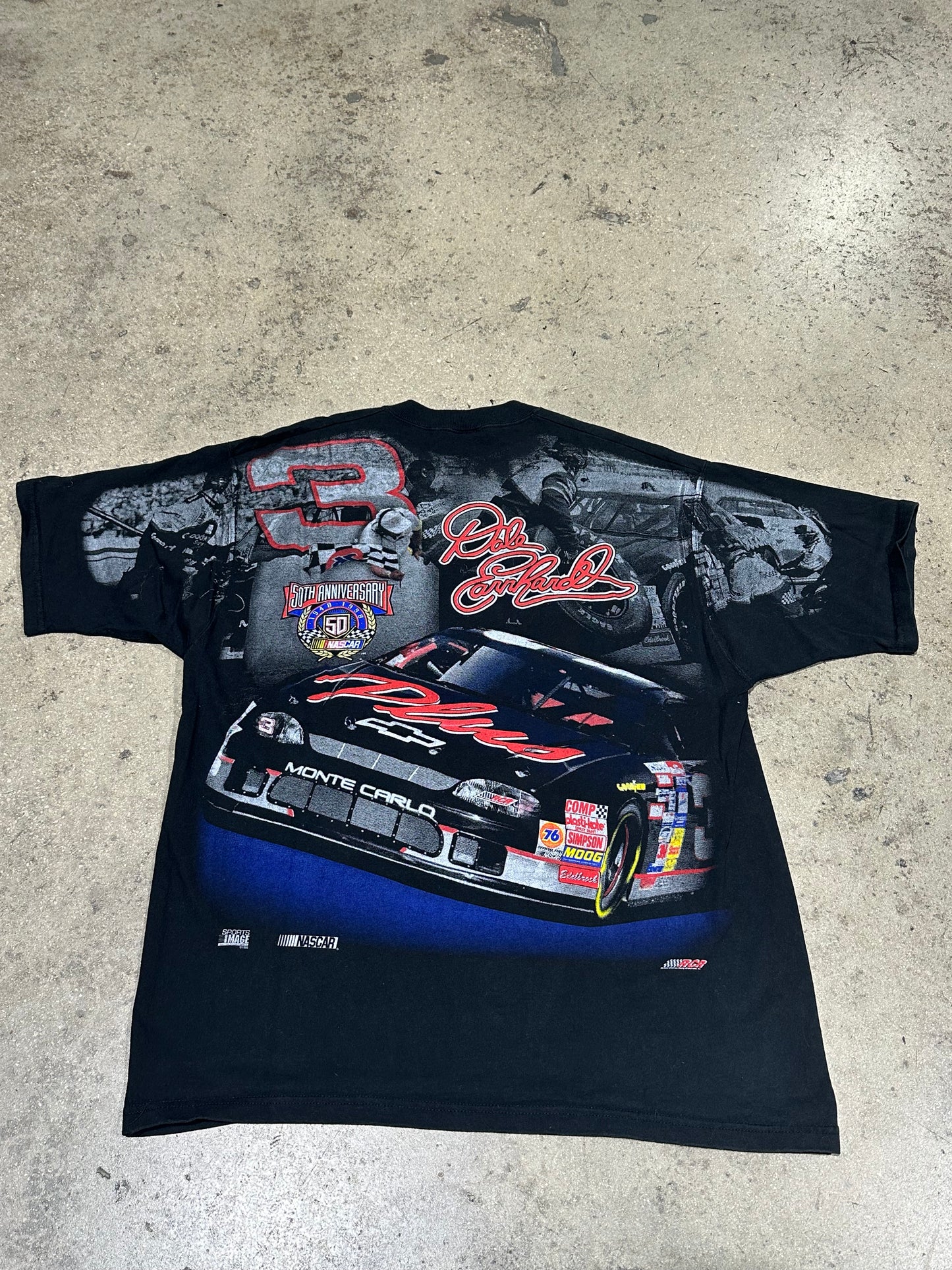 1998 Nascar Dale Earnhardt AOP Big Face Tee - Black Size XXL