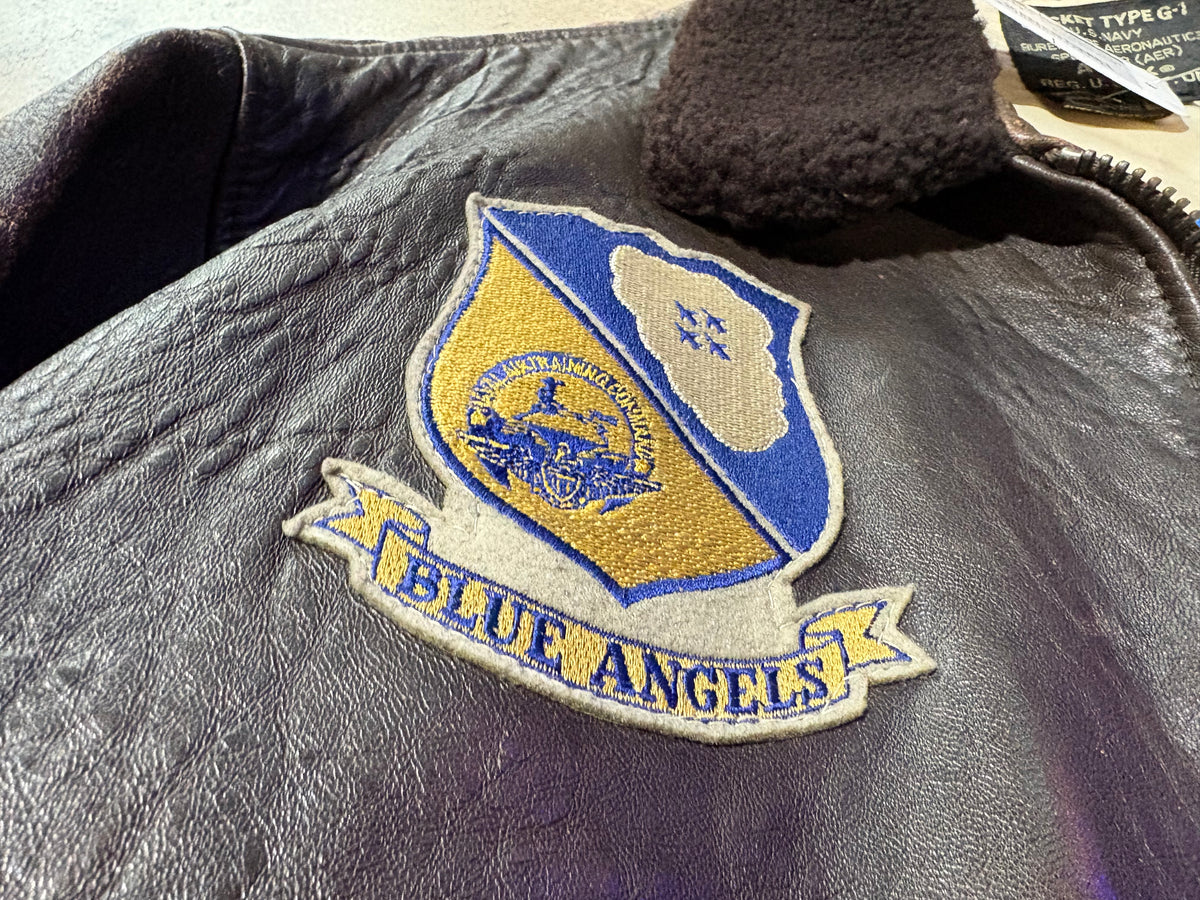 Avirex Type G1 Blue Angels Leather Jacket - Brown Size Small