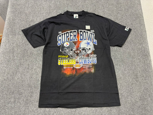 1995 Steelers vs Cowboys Super Bowl Tee - Black Size XL