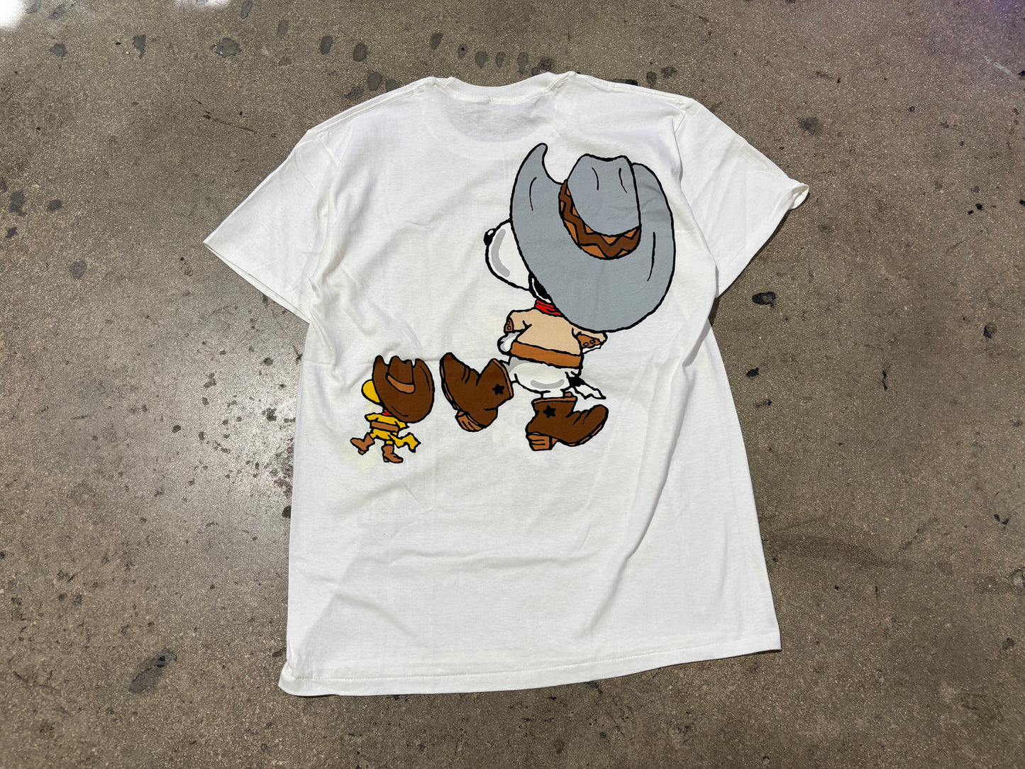 Snoopy and Woodstock Cowboy Tee - White Size XL