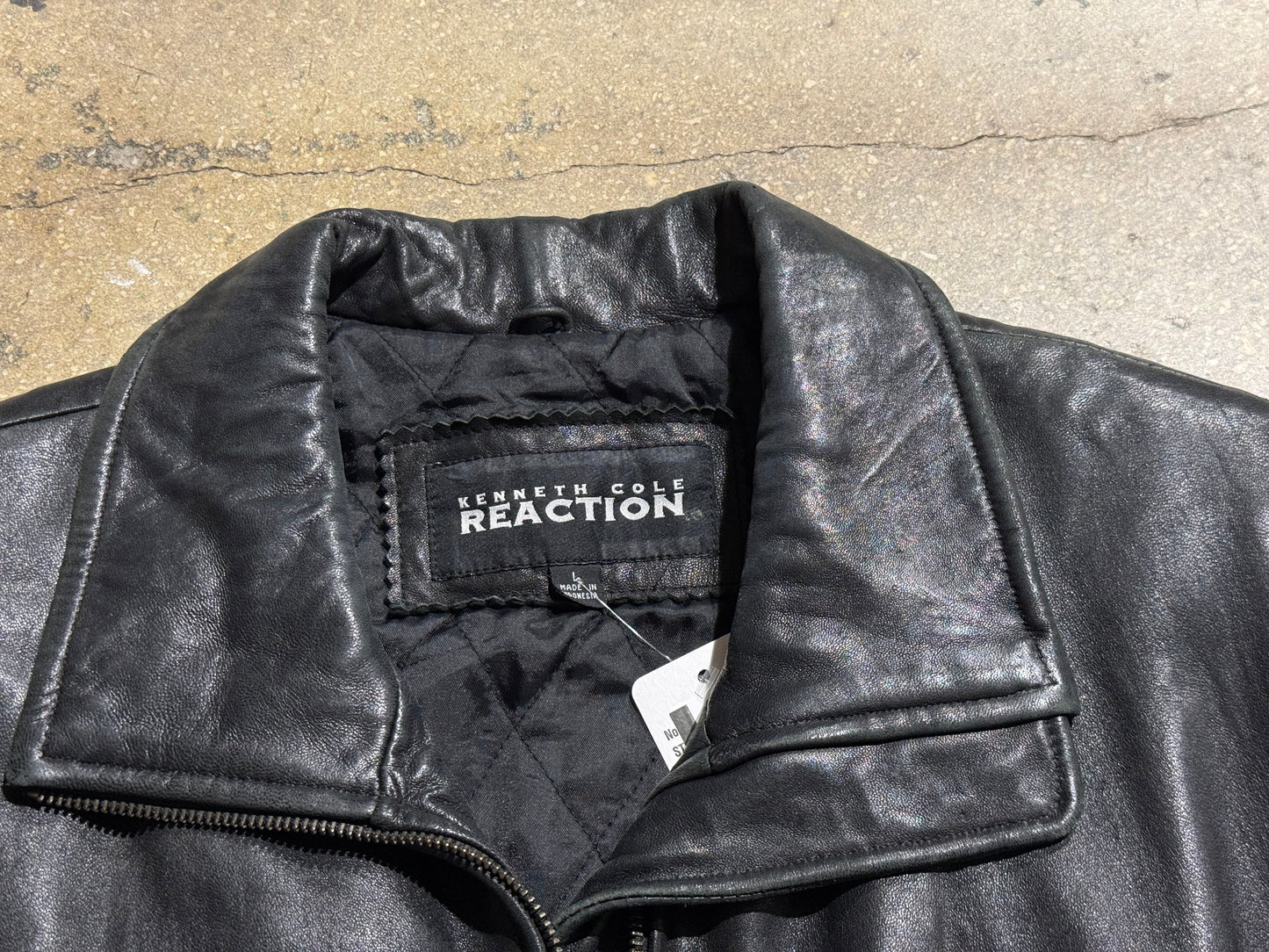 Kenneth Cole Reaction Leather Jacket - Black Size Large