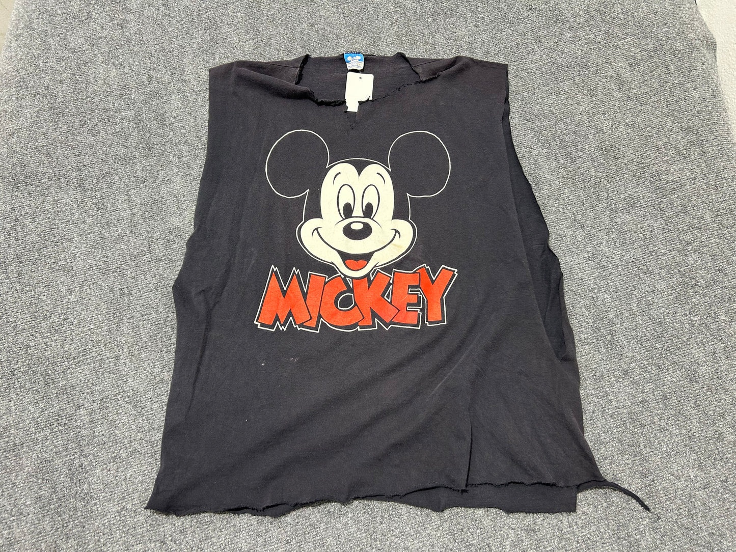 Cutoff Sleeveless 90s Disney Mickey Mouse MICKEY Tee - Black Size OSFA/XL
