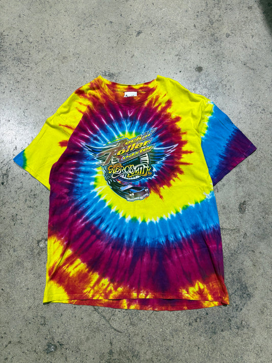 Disney Rockin' Roller Coaster Aerosmith Tee - Tie Dye Size XL (24x29.5)