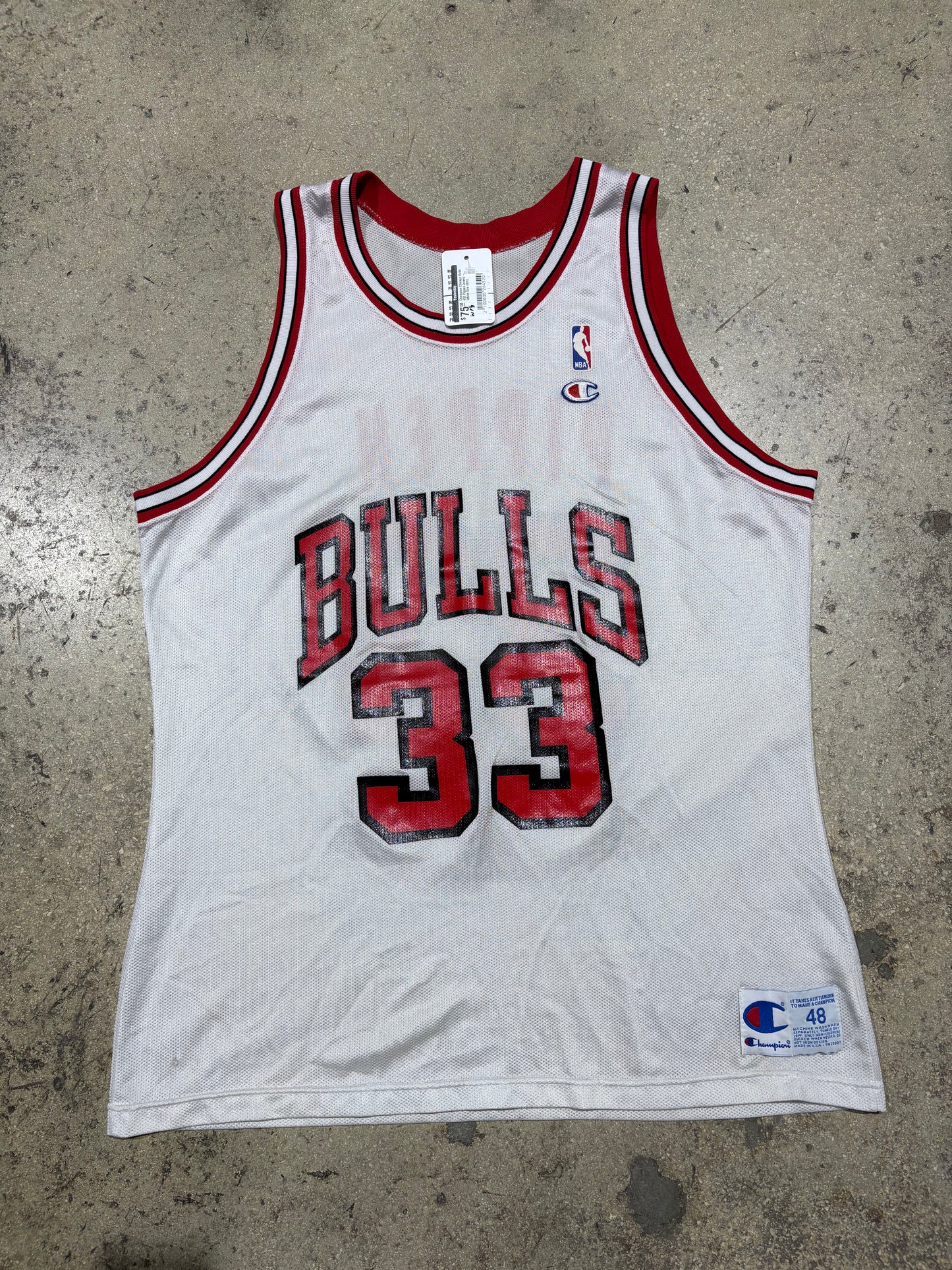 Champion Chicago Bulls #33 Pippen Jersey - White Size 48/XL