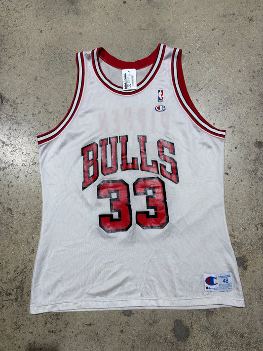 Champion Chicago Bulls #33 Pippen Jersey - White Size 48/XL