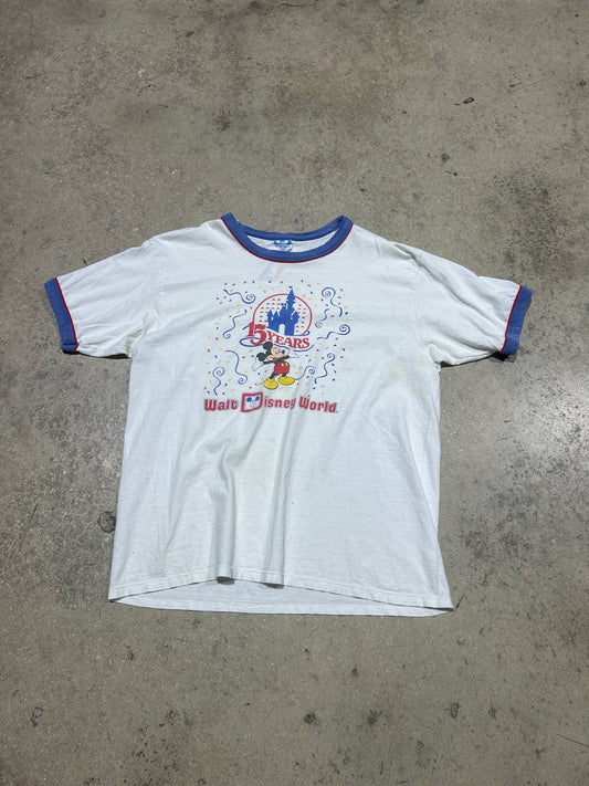 Disney 15 Year Anniversary Ringer Tee - White Size XL