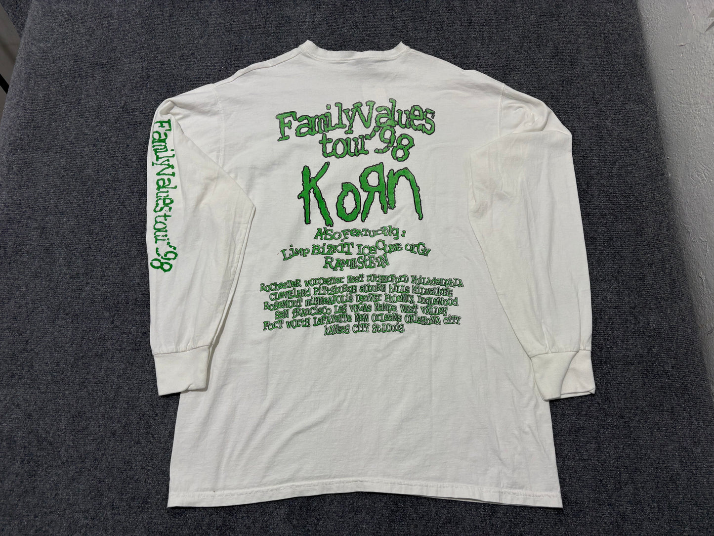 1998 Korn Family Values Tour Long Sleeve - White Size XL
