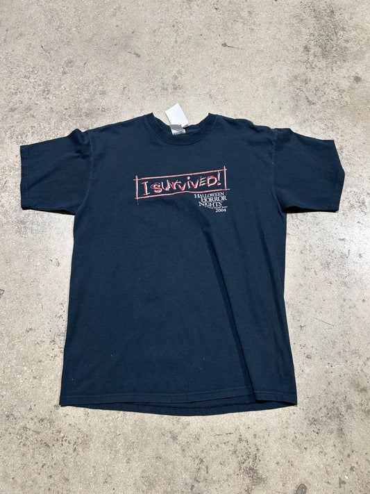 2004 I survived Halloween Horror Nights Tee - Black Size Large