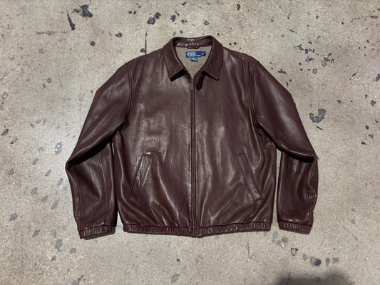 Polo Ralph Lauren Leather Jacket - Brown Size Large