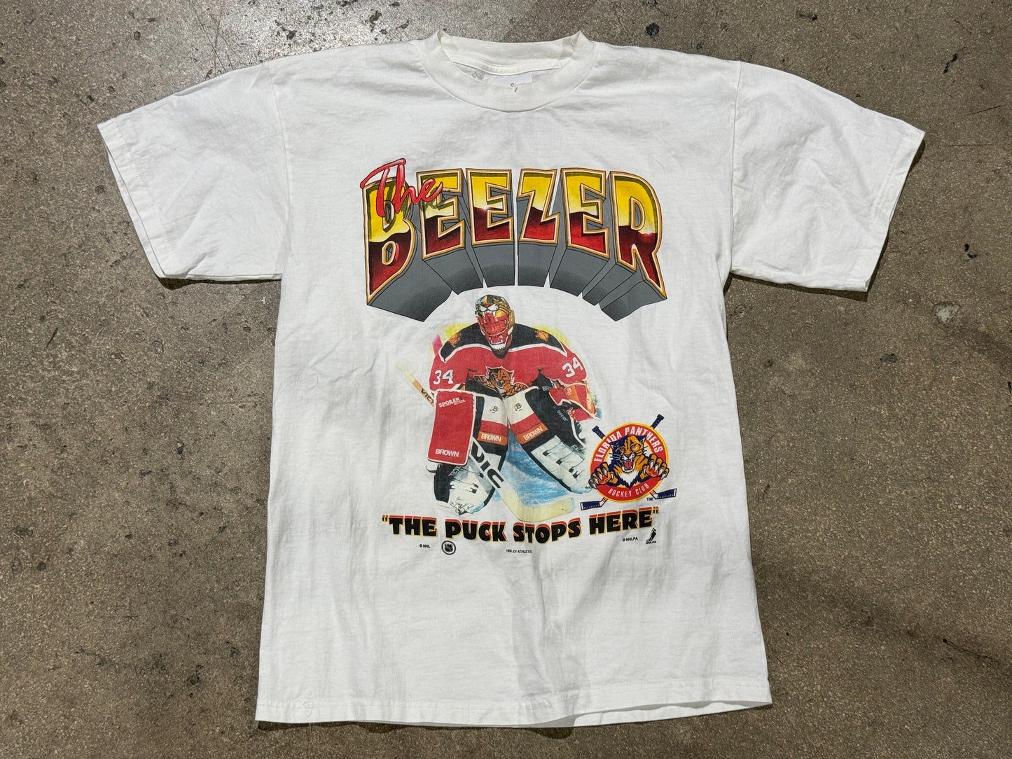 1996 Florida Panthers The Beezer Tee - White Size Medium