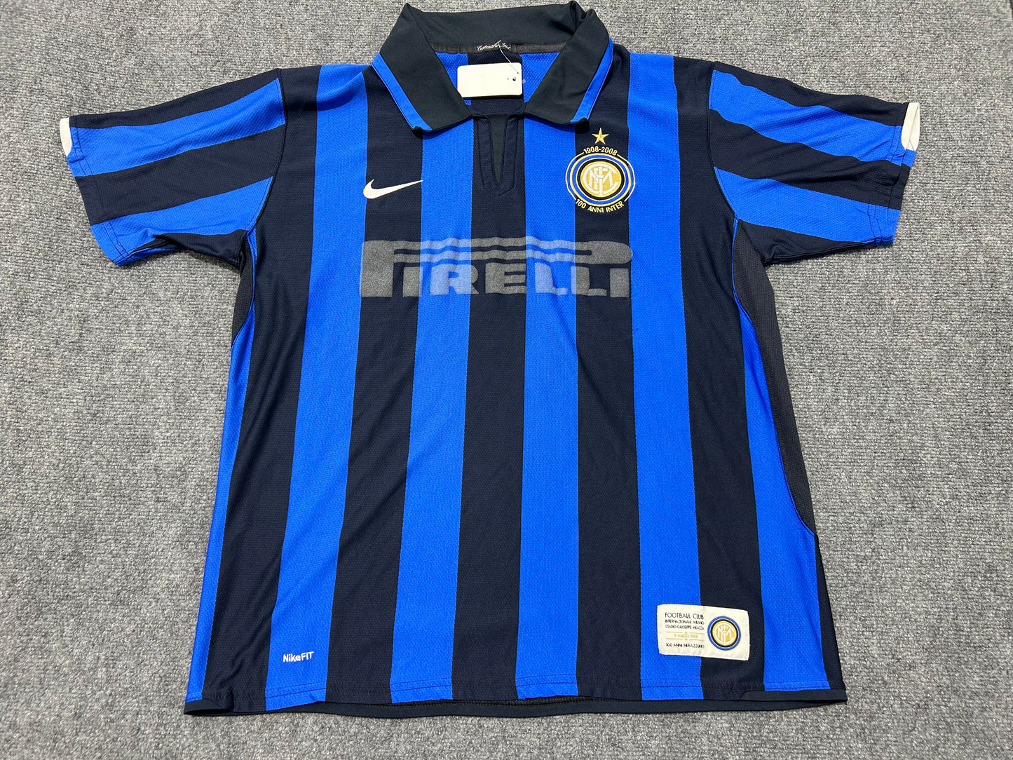 2008 Inter Milan 100 Anniversary Soccer jersey - Blue/Black Size Large