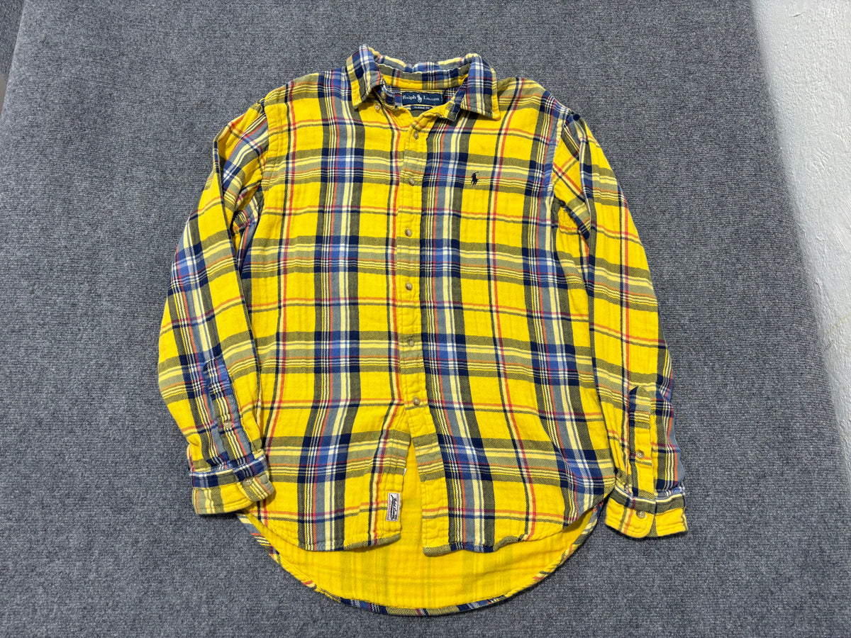 Polo Ralph Lauren Button Up Flannel Shirt - Yellow Size Large
