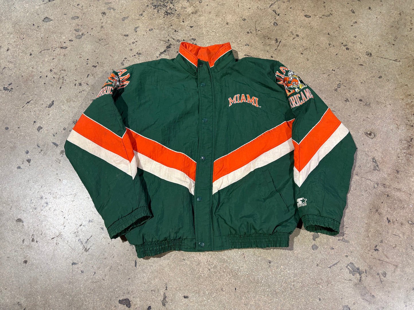 Starter Miami Hurricanes Puffer Jacket - Green Size XXL