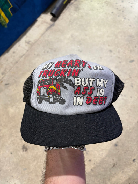 Truckin Ass In Debt Trucker Hat - Black/Grey